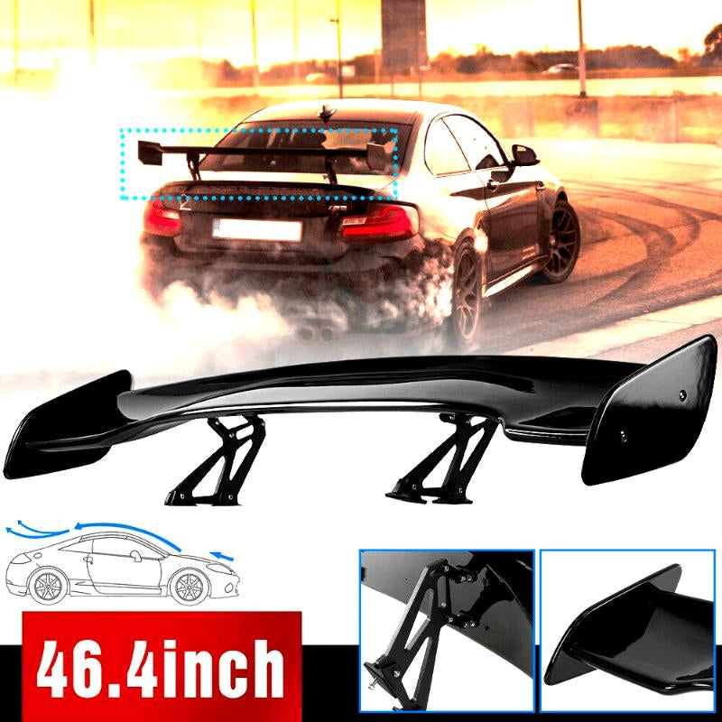 46.4-Inch GT GTR Style Adjustable Rear Sport Spoiler - Universal Racing Wing for Sedans, Available in Glossy Black or Carbon Finish, Trunk Lip Air Deflector, Automotive Tuning Accessory, Perfect for Holiday Gifting