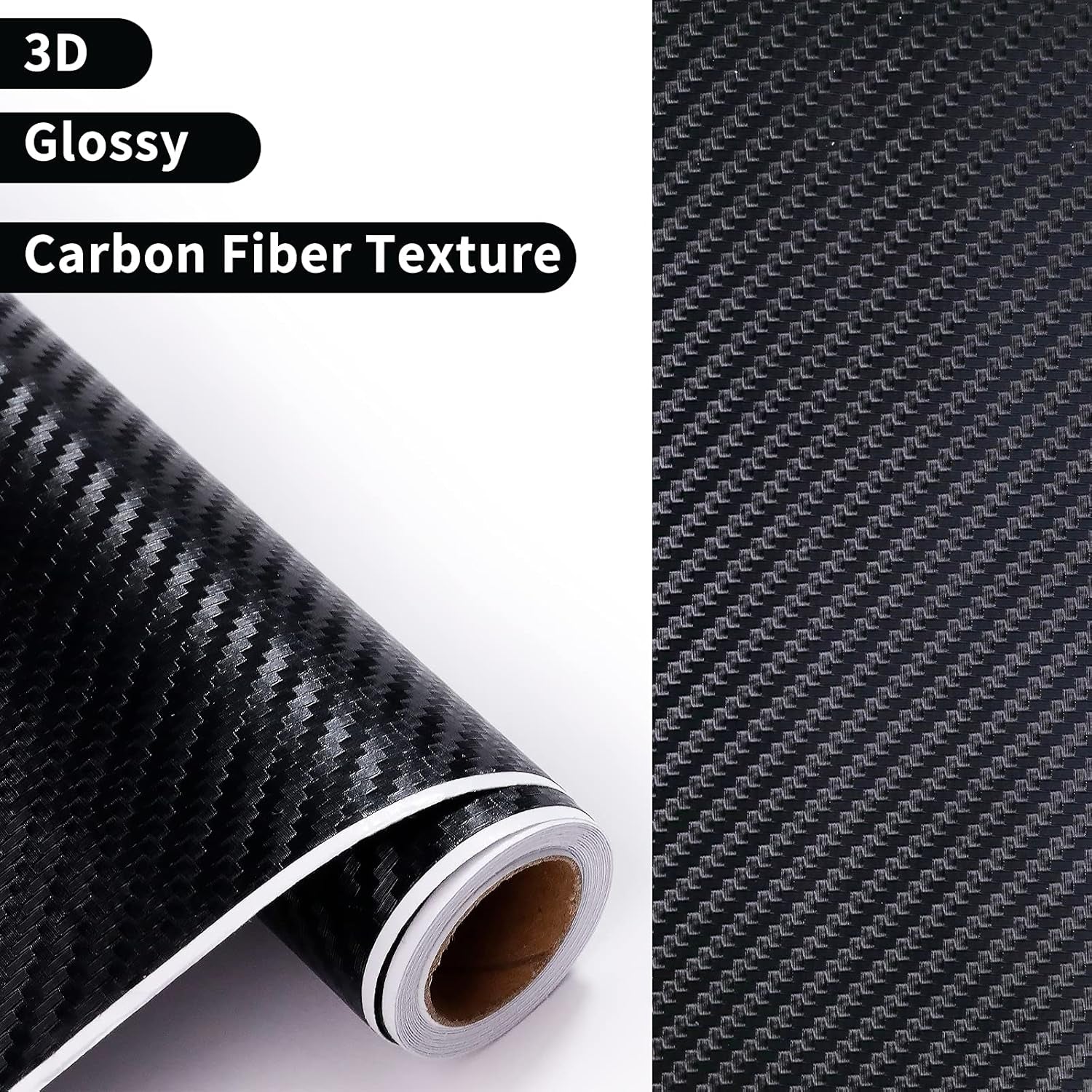 3D Matte Black Carbon Fiber Vinyl Wrap for Automotive Use, 1ft x 5ft Roll with Application Tools Included