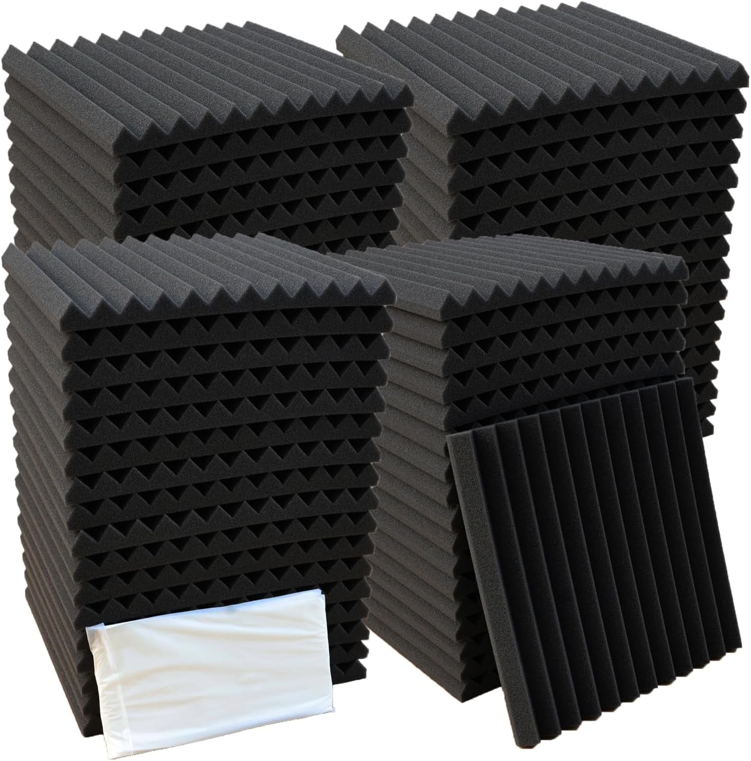52-Pack Acoustic Foam Wedge Panels for Soundproofing, 12" x 12" x 1