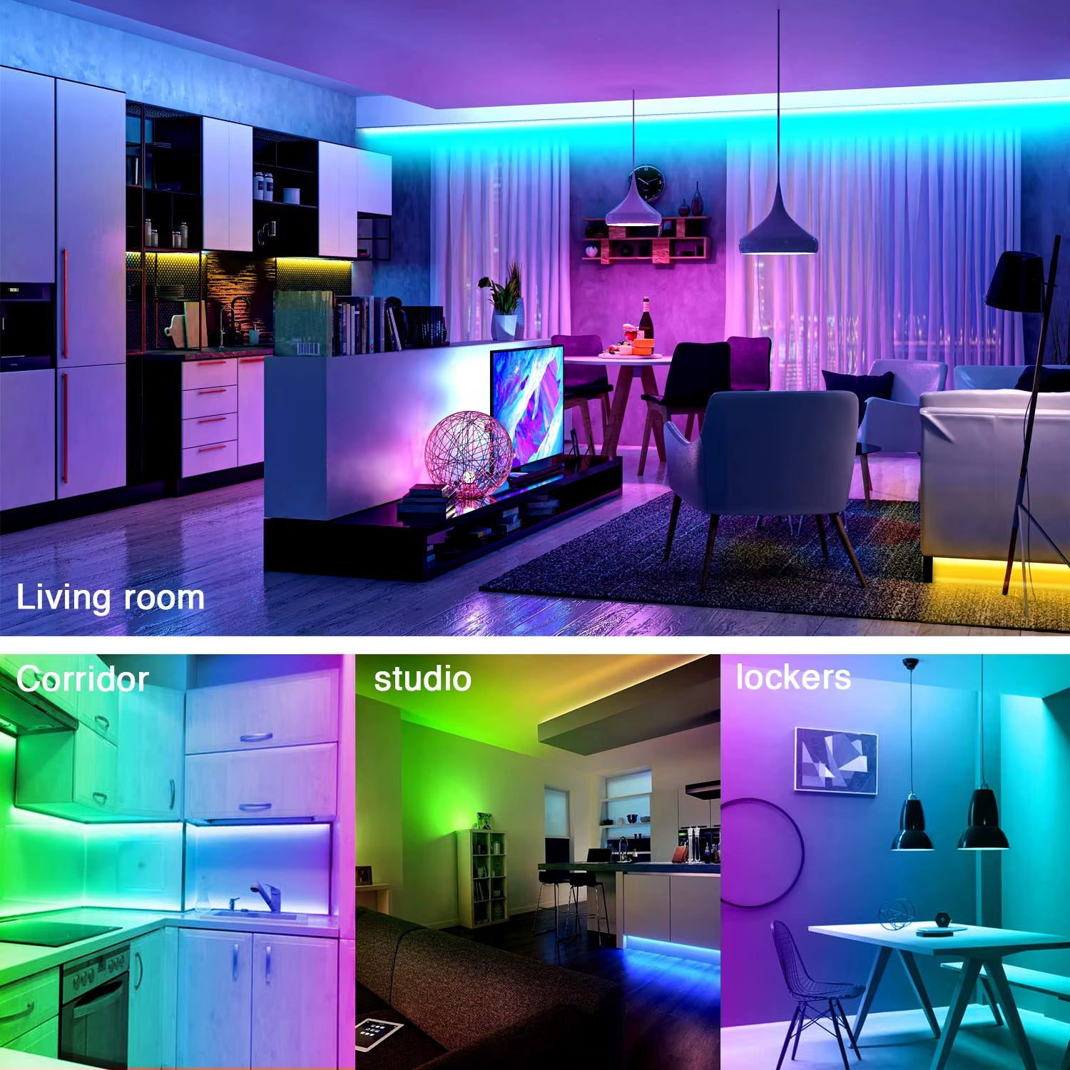 100ft LED Strip Lights with Bluetooth Remote and Smart App Control, 5050 RGB Color Changing Lighting for Bedroom and Home Decor