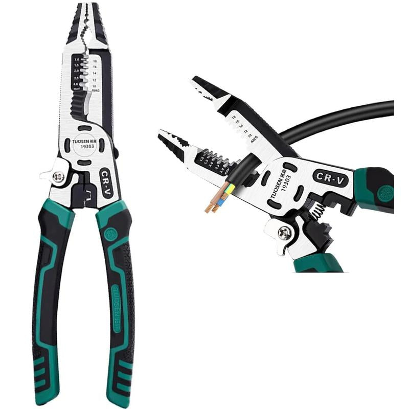 10-in-1 Multifunctional Wire Stripper Tool with Crimping and Cutting Pliers for Electrical Cables