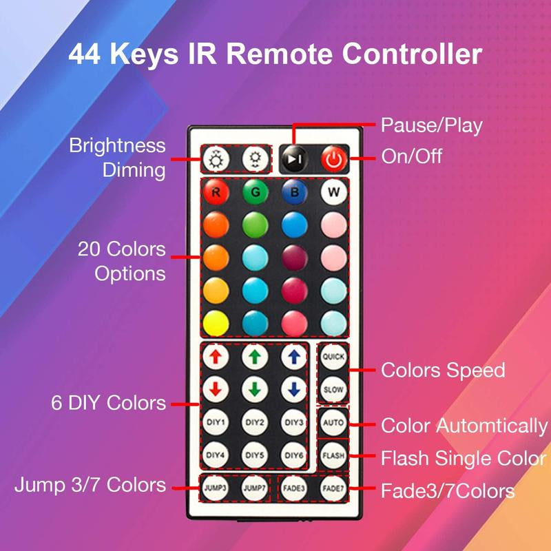 32.8 Feet LED Strip Light Kit with Remote Control and Power Supply - Color Changing, Featuring Two 16.4 Feet Rolls