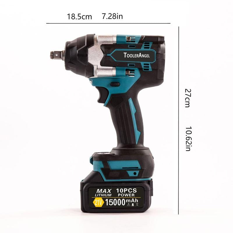 20V Brushless Electric Impact Wrench with Dual Batteries - 1/2 Inch High Torque Impact Driver for Professional Mechanics and Engineers, Heavy-Duty Power Tool