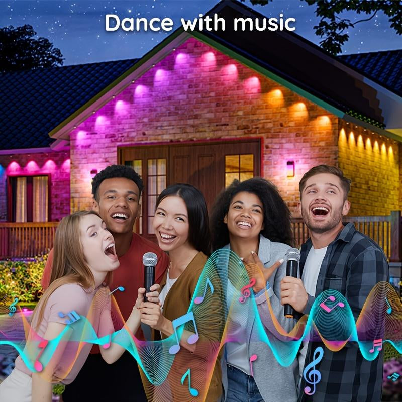 500 Feet, 250 Bulbs IP67 Waterproof RGB Outdoor LED Permanent Lighting System with App and Remote Control - Perfect for Events, Valentine's Day Decorations, Gardens, and Thoughtful Gifts - Mutovlin Patio Outdoor Lighting Solution