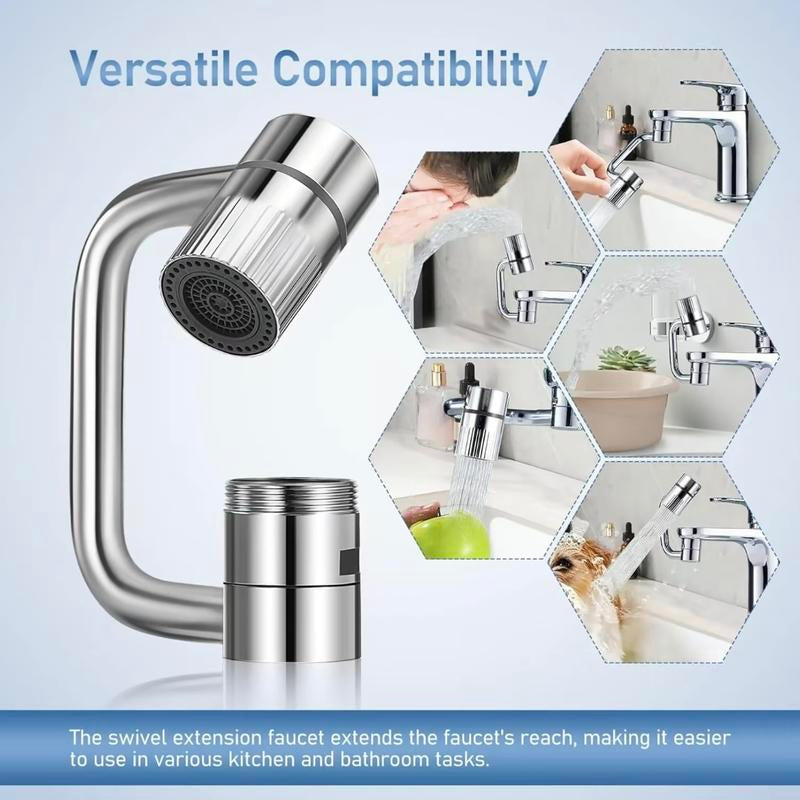 1440° Rotatable Faucet Aerator Extension - Versatile Swivel Sprayer Attachment for Kitchen and Bathroom Sinks with Dual Mode Splash (1 Piece)