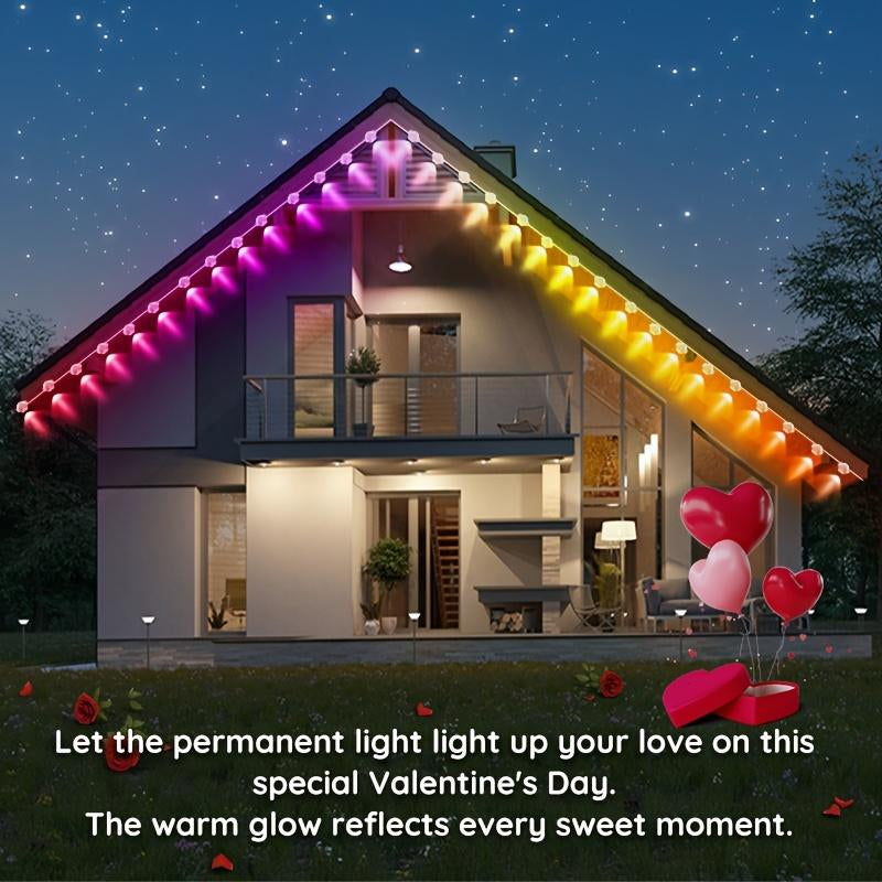 500 Feet, 250 Bulbs IP67 Waterproof RGB Outdoor LED Permanent Lighting System with App and Remote Control - Perfect for Events, Valentine's Day Decorations, Gardens, and Thoughtful Gifts - Mutovlin Patio Outdoor Lighting Solution