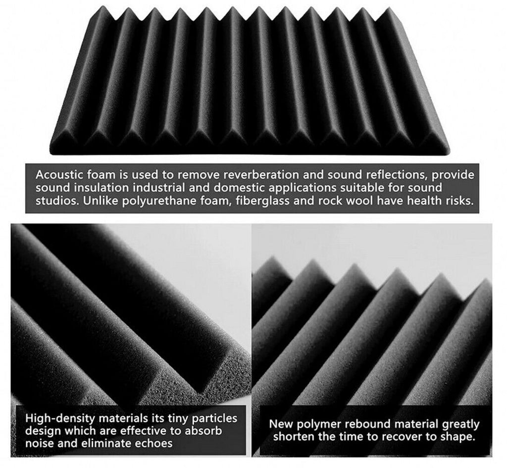 12-Inch Acoustic Foam Wedge Panels for Enhanced Soundproofing and Insulation