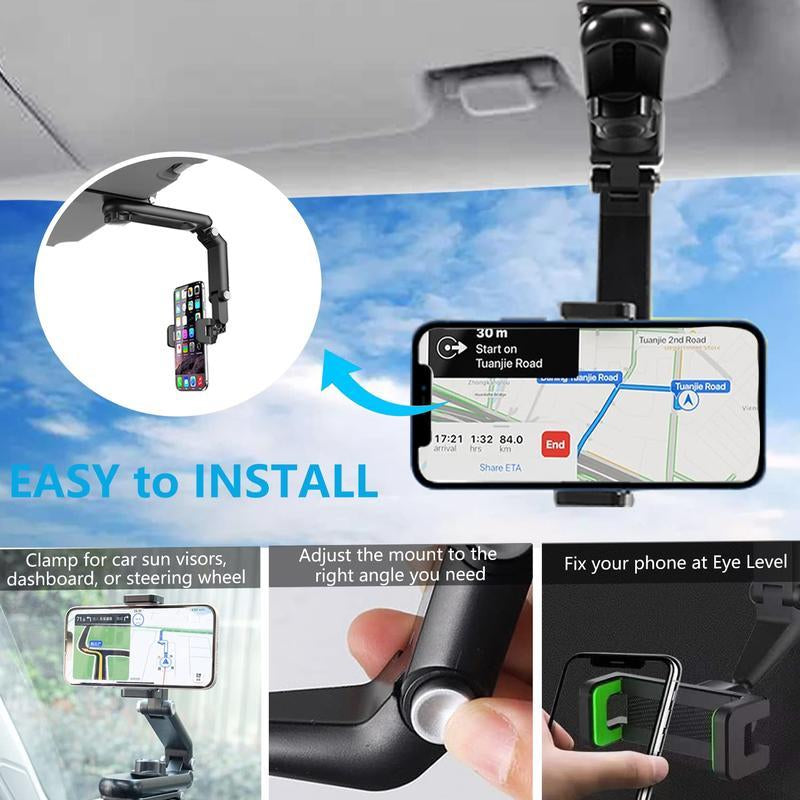 2025 Premium 1080° Multi-Function Sun Visor Universal 360° Rotating Phone Holder - Versatile Car Mount with Adjustable Rotatable and Retractable Features