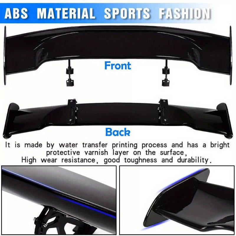 46.4-Inch GT GTR Style Adjustable Rear Sport Spoiler - Universal Racing Wing for Sedans, Available in Glossy Black or Carbon Finish, Trunk Lip Air Deflector, Automotive Tuning Accessory, Perfect for Holiday Gifting