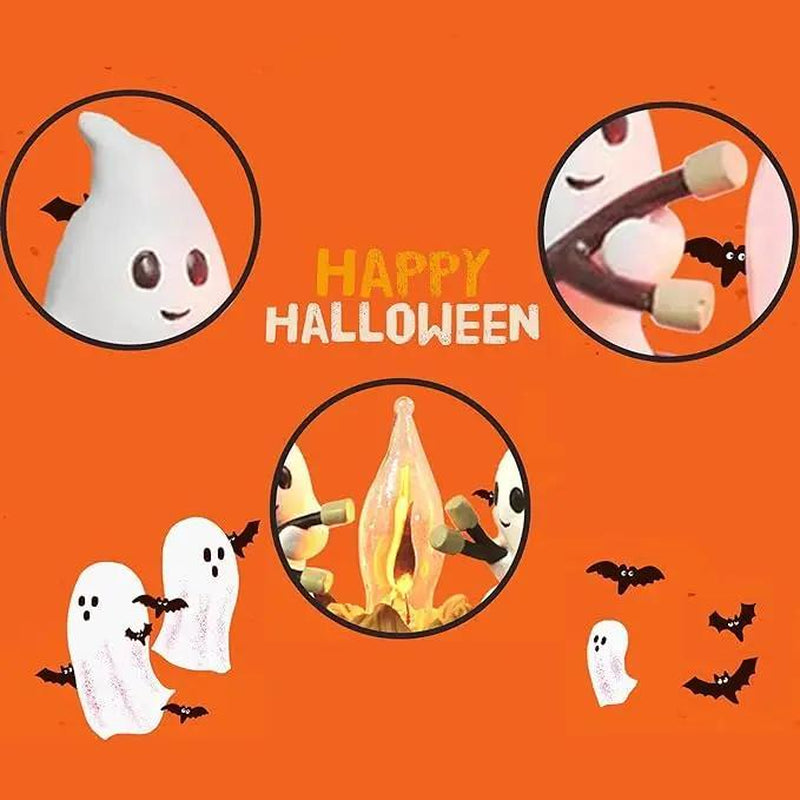 Halloween Night Light Indoor Decoration - Breamies 3D LED Ghost Bonfire Flickering Simulation, Electric Candle Gift for Atmosphere Enhancement