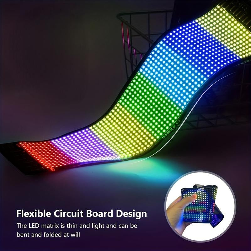 Bluetooth-Enabled LED Devil Eyes Sign with USB Power, Programmable RGB Logo Display, and Foldable LED Matrix Panel for Automotive Enhancement