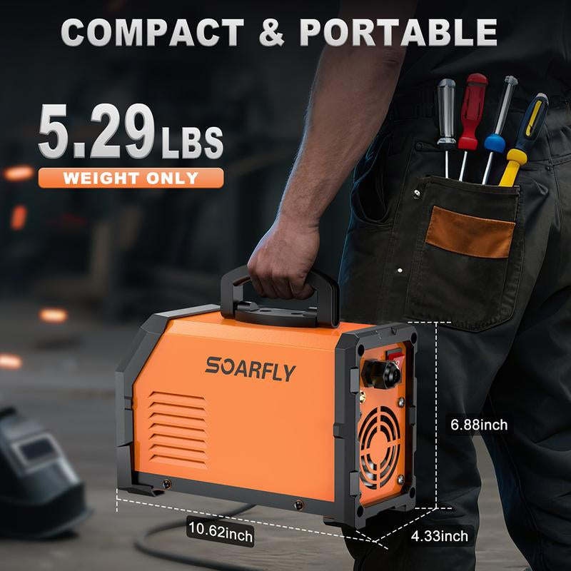 SOARFLY 250A Mini Welding Machine - 5000W Dual Voltage Stick Welder with Large LED Display, Accessories Included