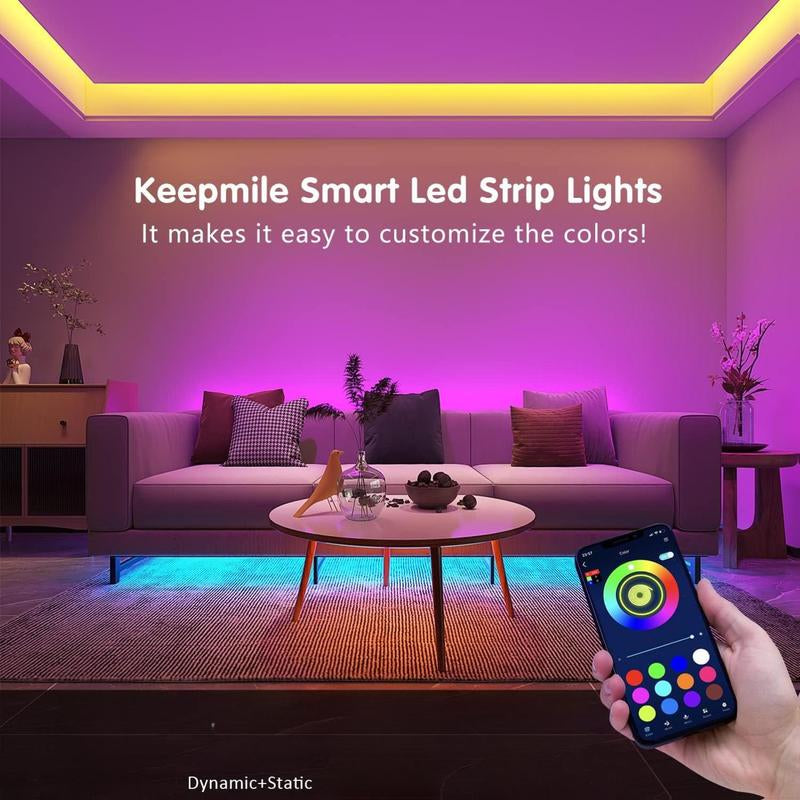 100Ft Bluetooth Smart LED Strip Lights (Two 50Ft Rolls) with App Control, Music Synchronization, RGB Color Changing, Remote Control - Perfect for Bedrooms, Home Decoration, Events, and Celebrations