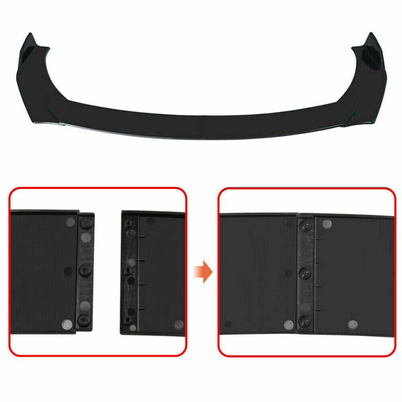 Car Front Bumper Lip Spoiler Kit with 74.5 cm Side Skirts, 35 cm Rear Bumper Lip, and Adjustable Splitter Rods