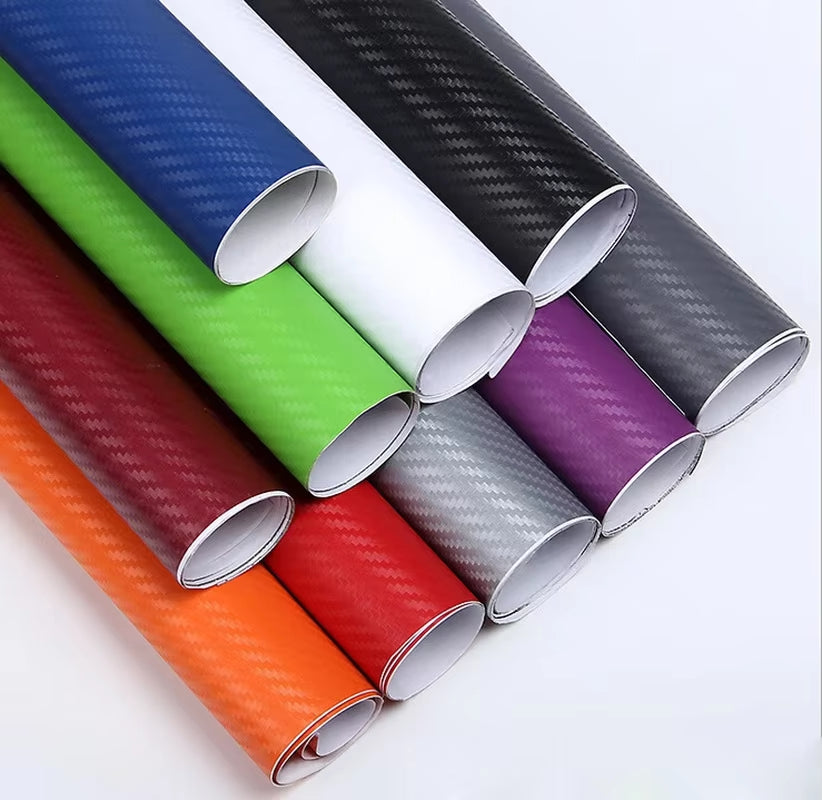 30Cmx127Cm 3D Carbon Fiber Car Stickers Roll Film Wrap Car Motorcycle DIY Styling Vinyl Black Colorful Decal