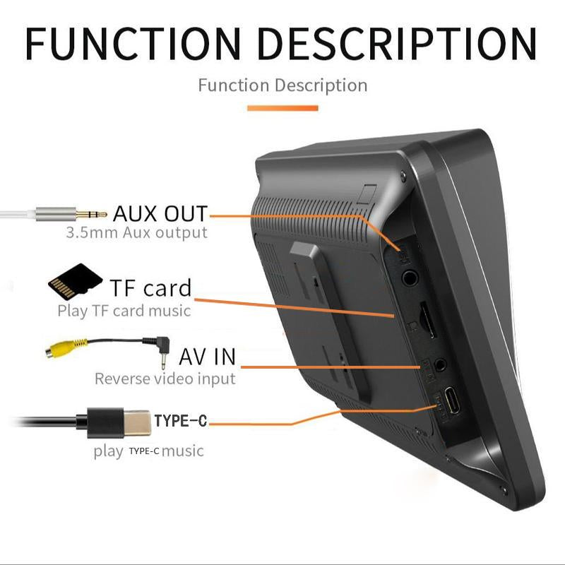 2025 Wireless Portable 7-Inch Touchscreen Car Display with CarPlay, Android Auto, Bluetooth 5.2, Mirror Link, AUX, FM Compatibility, and Backup Camera for All Vehicles