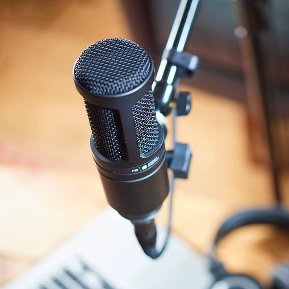 AT2020 Professional Cardioid Condenser Microphone - Large Diaphragm for Home Studios and Podcasting with Exceptional Sound Quality