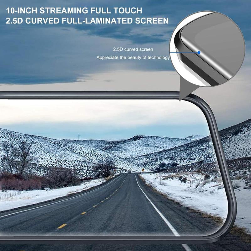 1080P HD Dual Dash Camera with 10-Inch Touchscreen and Front/Rear Camera Capabilities
