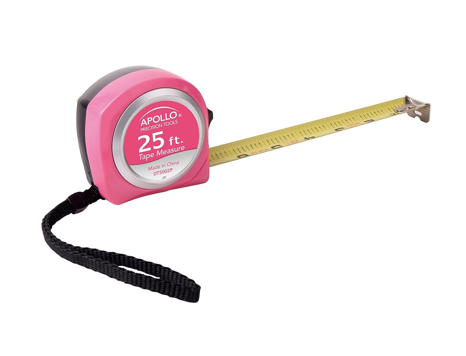 25-Foot Measuring Tape with Retractable Blade, Fraction Markings, 1-Inch Nylon Blade, 8-Foot Standout, Lock Button, and Belt Clip - Pink Ribbon Edition