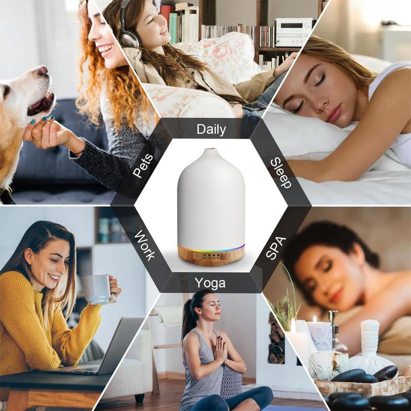 250ML Ultrasonic Ceramic Essential Oil Diffuser and Humidifier for Aromatherapy in Home and Office