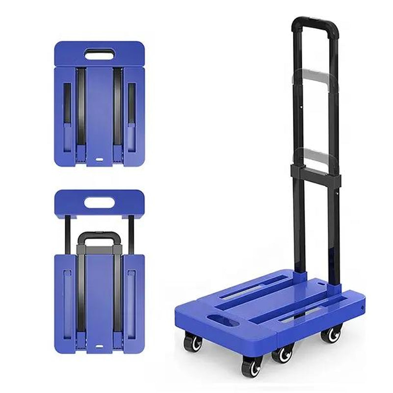 Heavy-Duty Folding Hand Truck Dolly - 500 lb Capacity, 6-Wheel Collapsible Cart with Elastic Straps for Efficient Transport and Moving Solutions