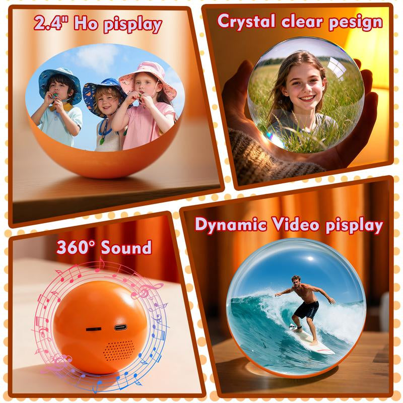 2.7-Inch Crystal Ball Digital Photo Album - Customizable Electronic Display for Cherished Memories with Loved Ones and Pets