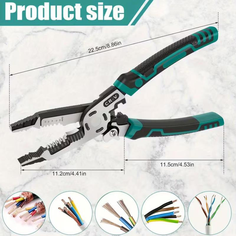 10-in-1 Multifunctional Wire Stripper Tool with Crimping and Cutting Pliers for Electrical Cables