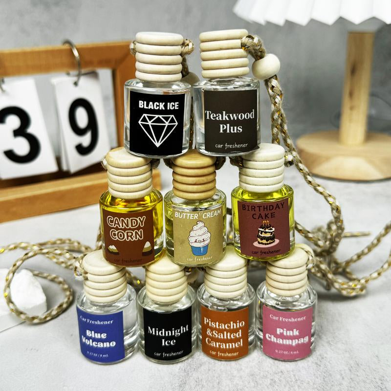 Car Air Freshener Hanging Diffuser - 8ml Natural Fruit Fragrance Oil for Automotive Use and Gifting