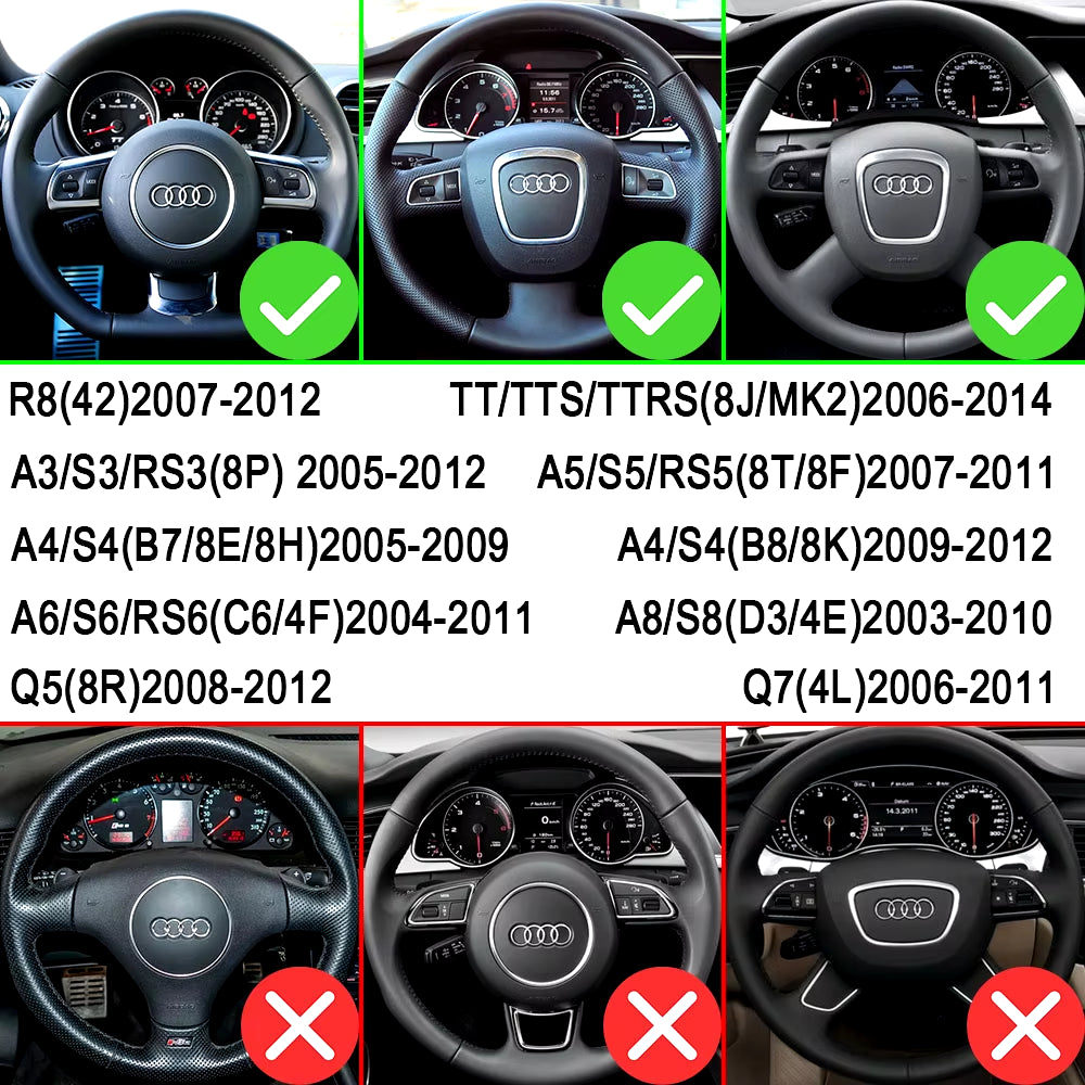 Audi Paddle Shifters for A4 B8, A3 8P, S3, A5, A6, S6 C6, Q5, A8, R8, TT, TTS MK2 8J, and Avant - DSG Styling Steering Wheel Extensions