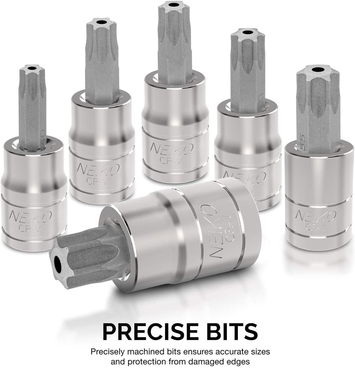 13-Piece Tamper-Proof Torx Bit Socket Set | S2 Steel Bits and Cr-V Steel Sockets | Sizes TT8 to TT60