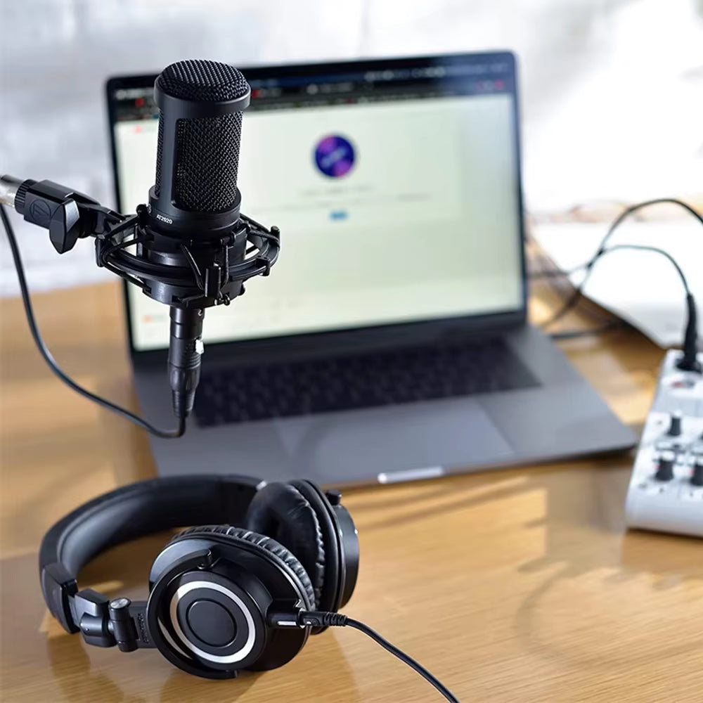 AT2020 Professional Cardioid Condenser Microphone - Large Diaphragm for Home Studios and Podcasting with Exceptional Sound Quality