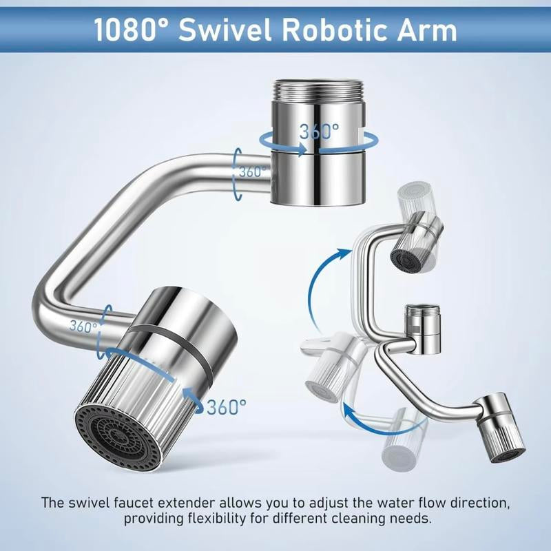 1440° Rotatable Faucet Aerator Extension - Versatile Swivel Sprayer Attachment for Kitchen and Bathroom Sinks with Dual Mode Splash (1 Piece)
