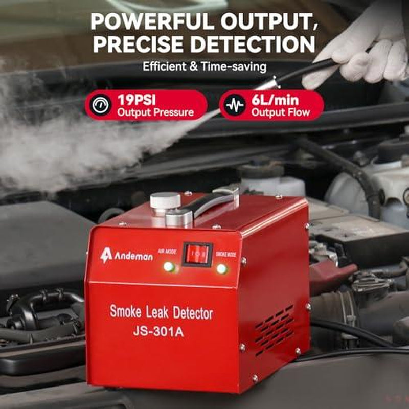 ANDEMAN Professional Automotive Smoke Machine with Integrated Pressure Gauge and Built-In Air Pump for Evaporative Leak Detection and Diagnostic Testing of Pipe Systems