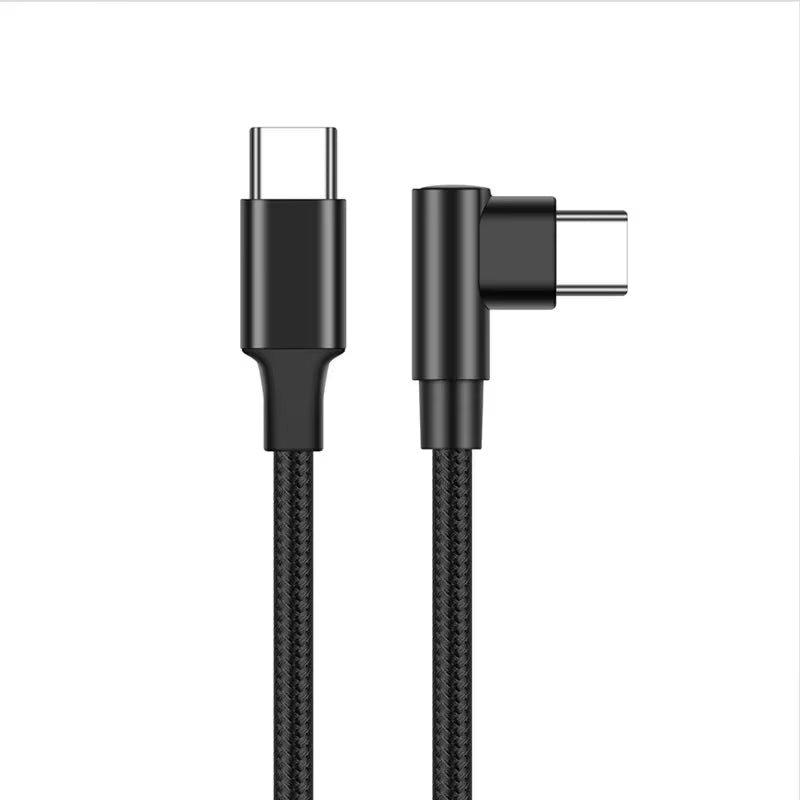 90 Degree Type-C Elbow Cables, 20V 3A 60W PD Fast Charging, Male to Male, Available in 20cm and 50cm Lengths