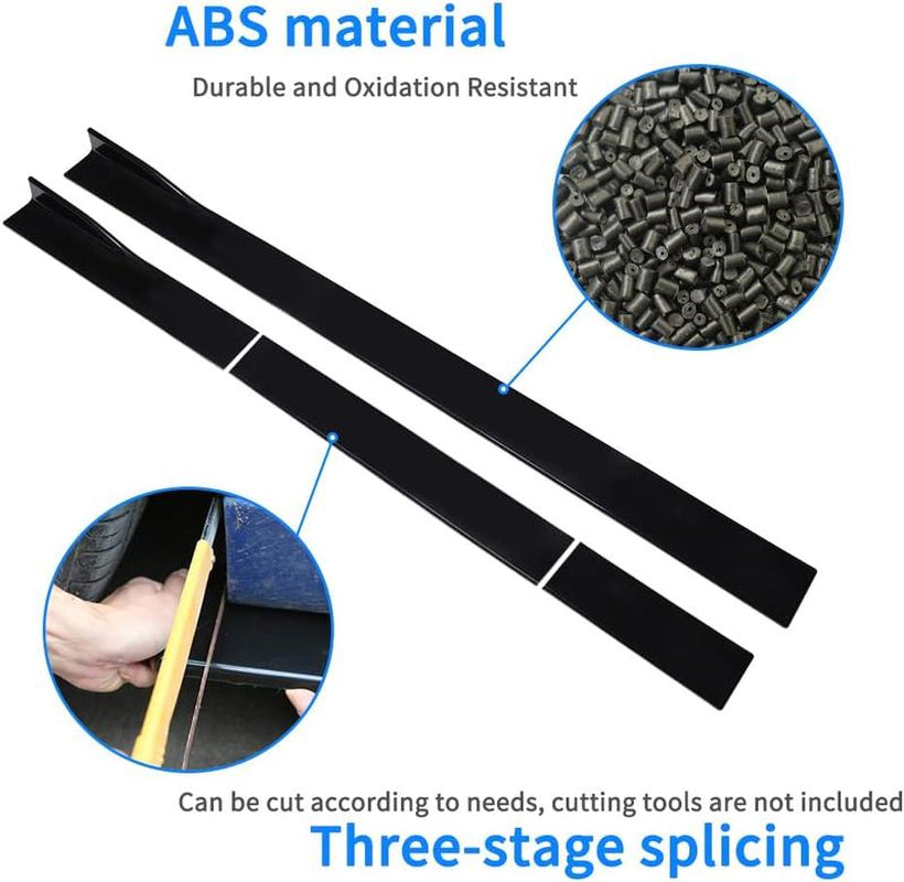 2-Piece Universal Car Side Skirts - 78.7"/86.6" Side Skirt Extension Splitter Lip, Compatible Rocker Panel Body Kit for Honda Civic, Toyota Corolla, Nissan Altima, and Volkswagen