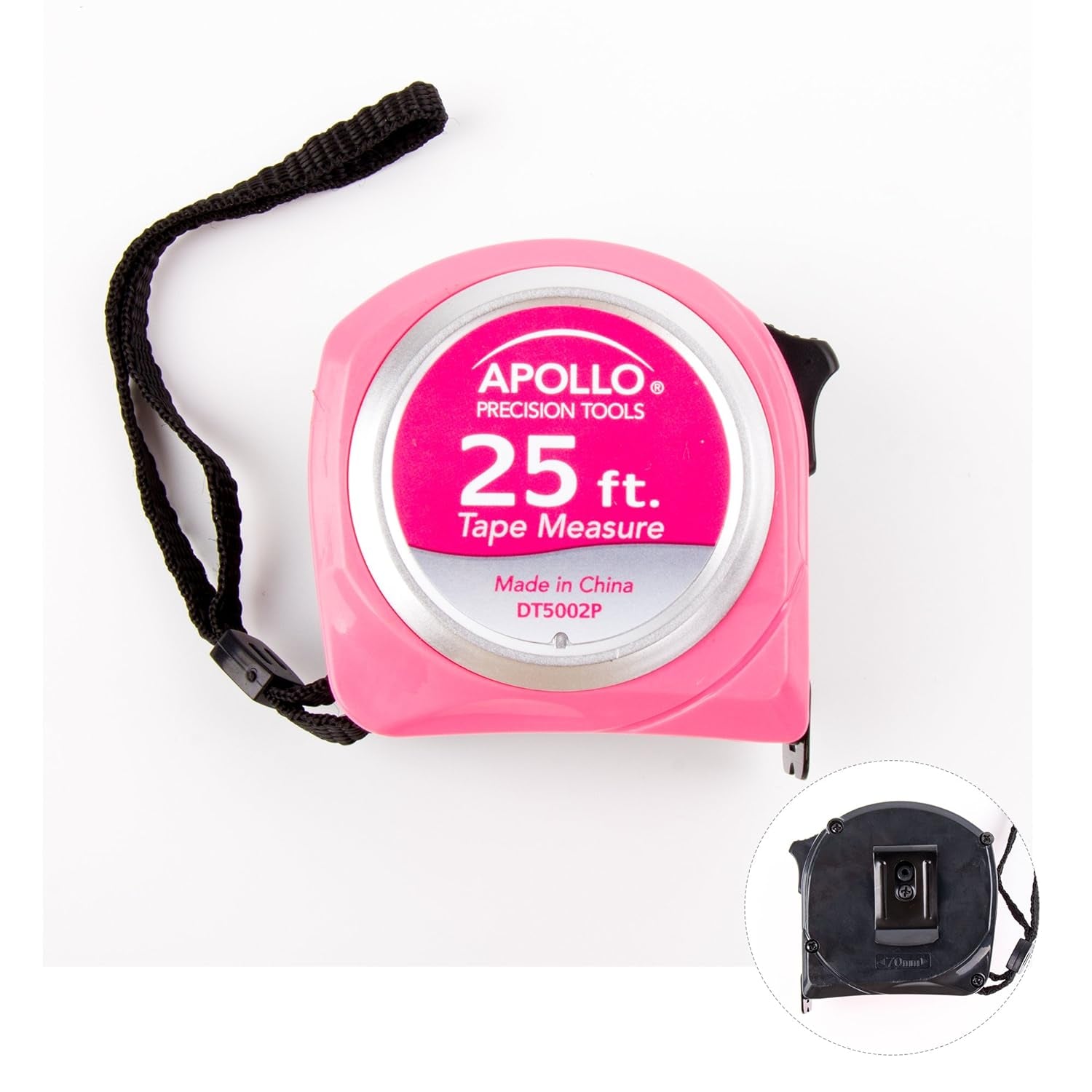 25-Foot Measuring Tape with Retractable Blade, Fraction Markings, 1-Inch Nylon Blade, 8-Foot Standout, Lock Button, and Belt Clip - Pink Ribbon Edition