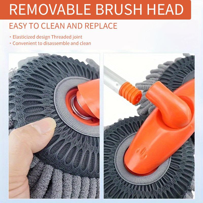 43-Inch Long Handle Car Wash Mop with 360° Rotating Brush Head - Efficient Detailing Tool with Retractable Aluminum Alloy Pole and Soft Chenille Material for Scratch-Free Cleaning of Cars, RVs, Trucks, SUVs, and Home Surfaces - Premium Car Wash Accessory