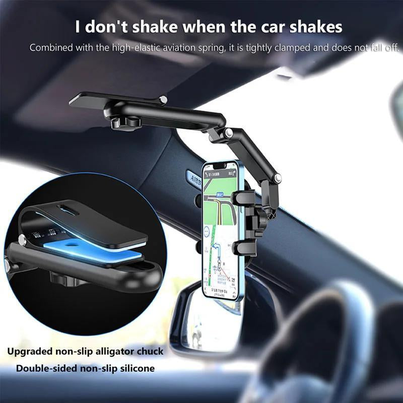 2025 Premium 1080° Multi-Function Sun Visor Universal 360° Rotating Phone Holder - Versatile Car Mount with Adjustable Rotatable and Retractable Features