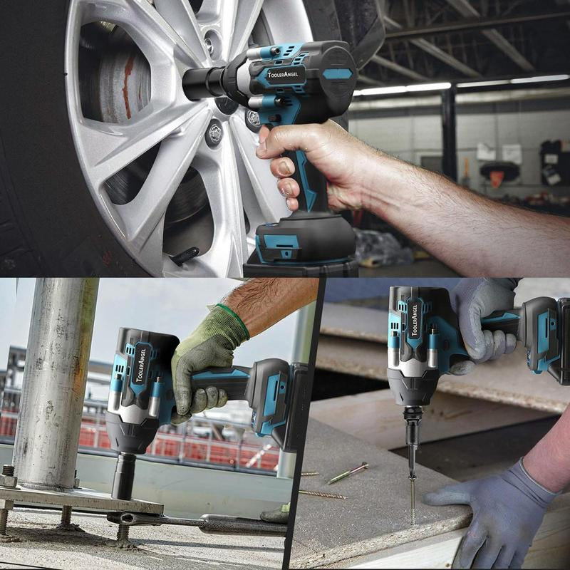 20V Brushless Electric Impact Wrench with Dual Batteries - 1/2 Inch High Torque Impact Driver for Professional Mechanics and Engineers, Heavy-Duty Power Tool