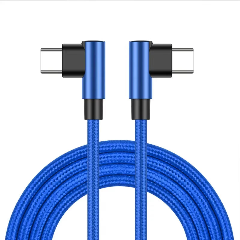 90 Degree Type-C Elbow Cables, 20V 3A 60W PD Fast Charging, Male to Male, Available in 20cm and 50cm Lengths