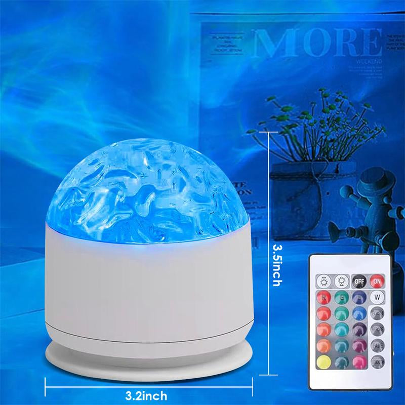 Ocean Wave and 3D Water Ripple Projector Light – 16-Color Round Lamp with Remote Control for Relaxation and Romantic Ambiance