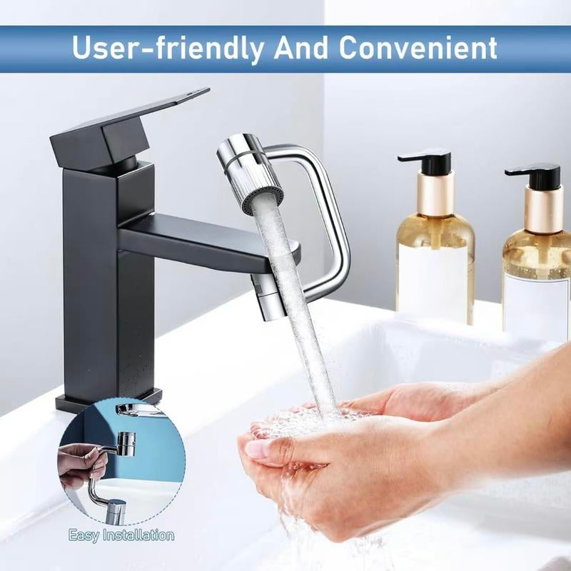 1440° Rotatable Faucet Aerator Extension - Versatile Swivel Sprayer Attachment for Kitchen and Bathroom Sinks with Dual Mode Splash (1 Piece)