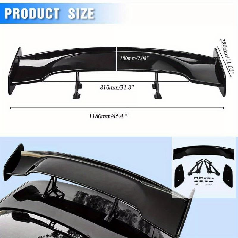 46.4-Inch GT GTR Style Adjustable Rear Sport Spoiler - Universal Racing Wing for Sedans, Available in Glossy Black or Carbon Finish, Trunk Lip Air Deflector, Automotive Tuning Accessory, Perfect for Holiday Gifting