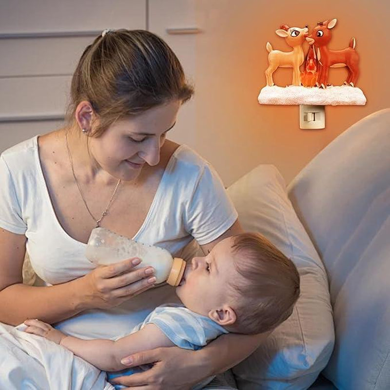 2025 LED Christmas Reindeer Nightlight - Decorative Wall Plug Night Light for Bedroom, Living Room, and Children's Room, Perfect Holiday Gift