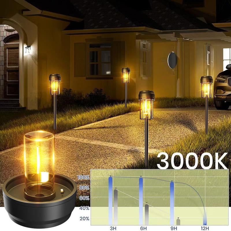 Nofibuk Enhanced Solar Pathway Lights - Bright, Automatic On/Off, Waterproof 3000K for Outdoor Gardens, Driveways, Walkways, Patios, Fences, and Holiday Lighting