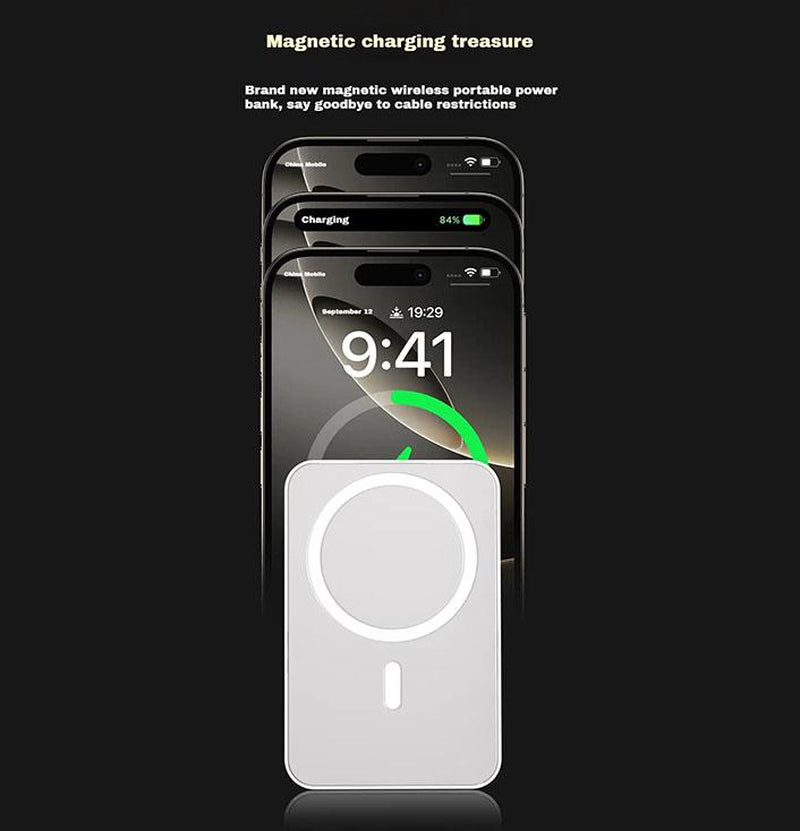 10,000mAh Magnetic Power Bank - Wireless Portable Charger with Fast Charging for MagSafe Compatible with iPhone 16/15/14/13/12/Plus/Pro Max - Compact Design