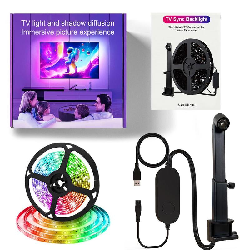12.4FT USB-Powered LED Light Strip - Intelligent Ambient Backlighting for Home Entertainment and Living Areas