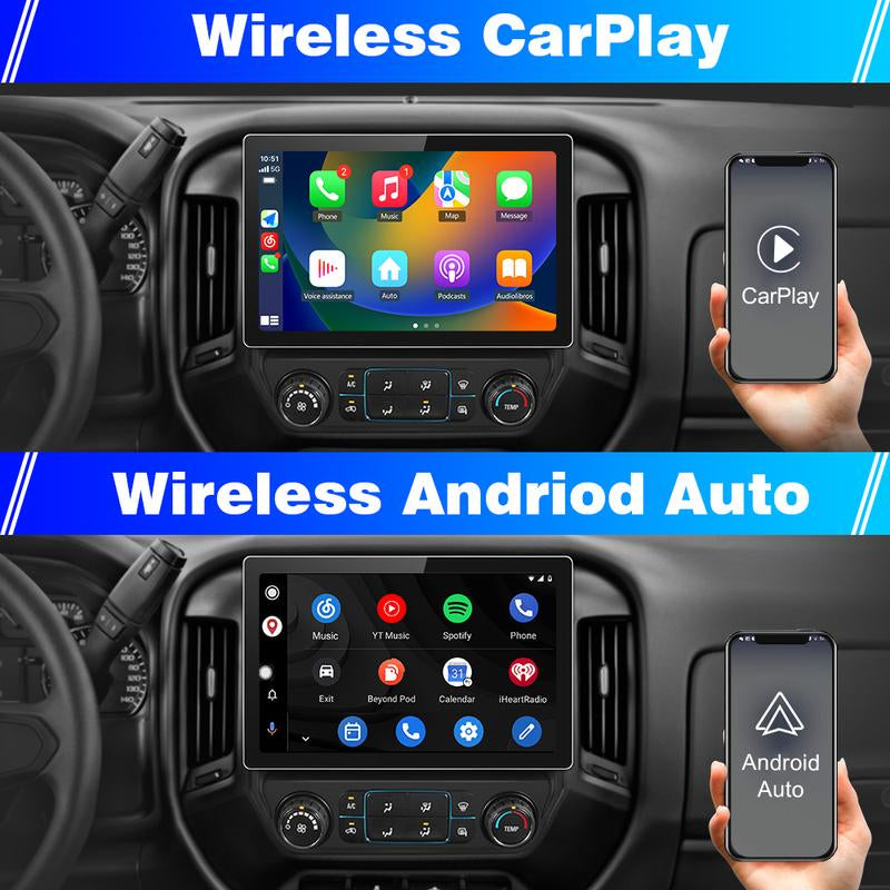 13.1" 8-Core Android 13 Car Radio for 2014-2018 Chevy Silverado and GMC Sierra with 4GB RAM, 64GB Storage, Wi-Fi, Wireless CarPlay, Android Auto, Bluetooth, DSP, Backup Camera, and Microphone - Black