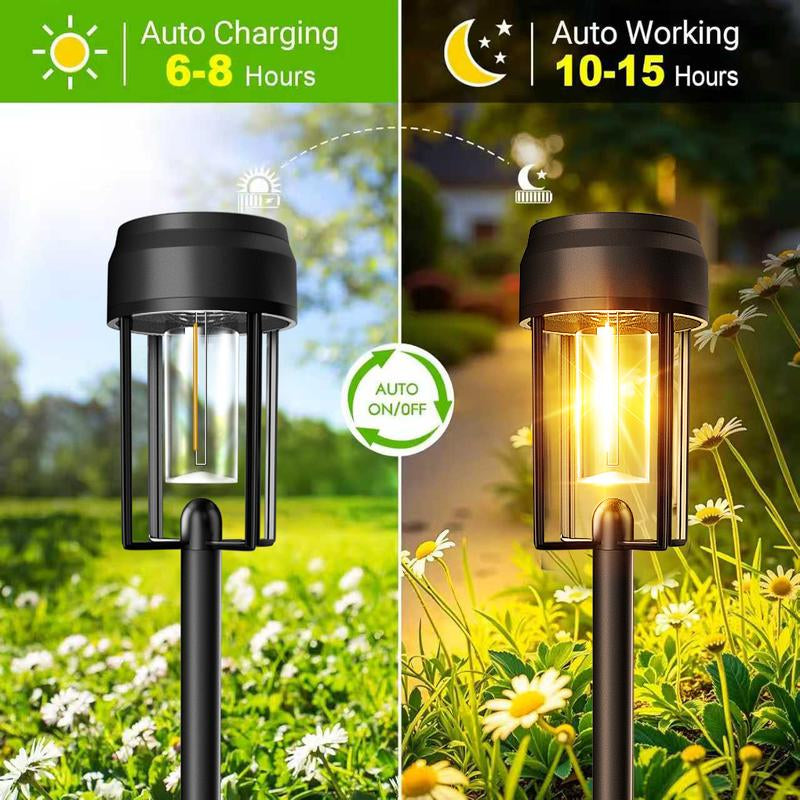 Nofibuk Enhanced Solar Pathway Lights - Bright, Automatic On/Off, Waterproof 3000K for Outdoor Gardens, Driveways, Walkways, Patios, Fences, and Holiday Lighting