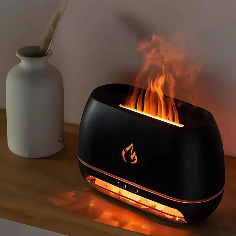 Aromatherapy Diffuser with Simulated Flame Design and Seven Color Options, USB-Powered Essential Oil Humidifier for Home Use